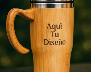 Vaso cónico bambúacero con agarradera 450 ml personalizado